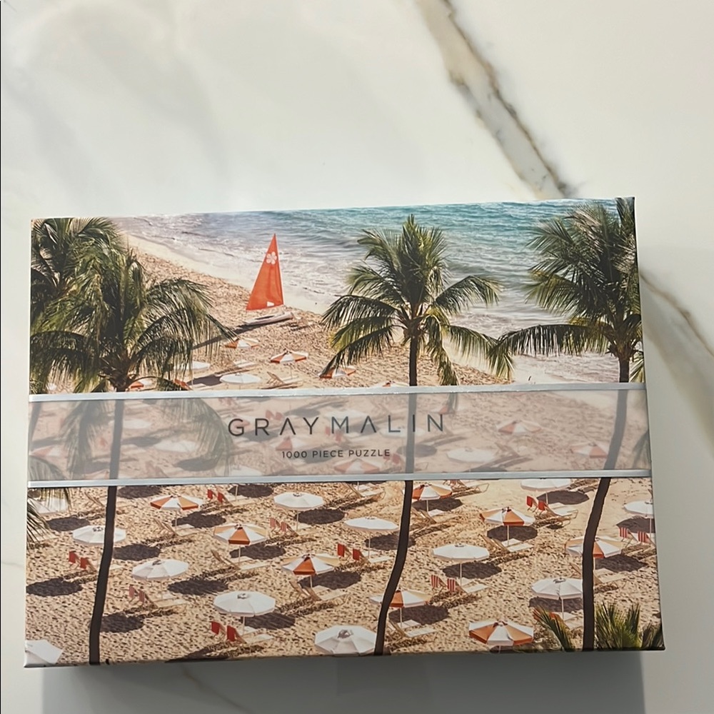Gray Malin Coastal Beach Puzzle with Orange and Blue